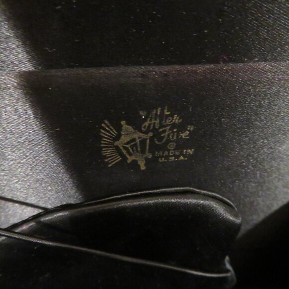 Vintage Handheld Black Satin Purse Bag After Five Mother Pearl Frame Top Handle - Picture 12 of 16